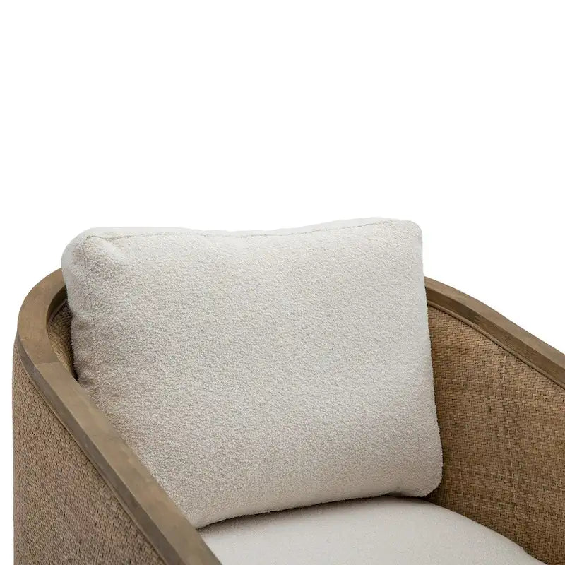 Comfortable circular sofa chair in living room, 360 degree rotating bucket club chair