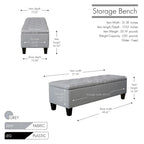 Porthos Home Vero Fabric Flip Top Button Tufted Storage Bench