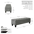 Porthos Home Vero Fabric Flip Top Button Tufted Storage Bench