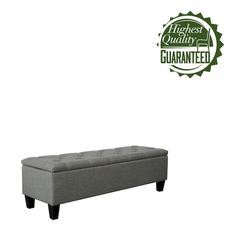 Porthos Home Vero Fabric Flip Top Button Tufted Storage Bench
