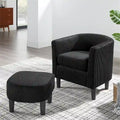 Modern Fabric Upholstered Accent Chair with Ottoman Foot Rest