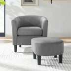 Modern Fabric Upholstered Accent Chair with Ottoman Foot Rest