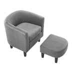 Modern Fabric Upholstered Accent Chair with Ottoman Foot Rest