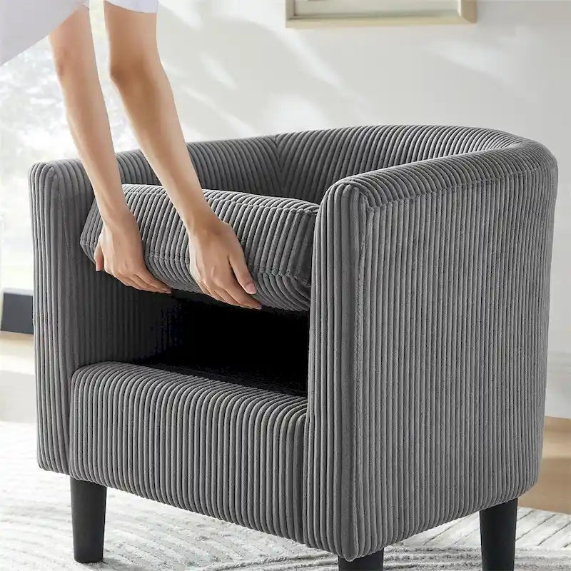 Modern Fabric Upholstered Accent Chair with Ottoman Foot Rest