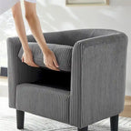 Modern Fabric Upholstered Accent Chair with Ottoman Foot Rest