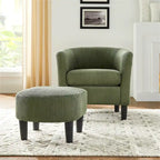 Modern Fabric Upholstered Accent Chair with Ottoman Foot Rest