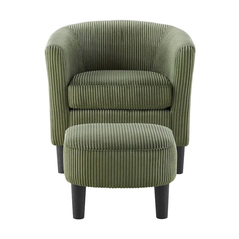 Modern Fabric Upholstered Accent Chair with Ottoman Foot Rest