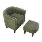 Modern Fabric Upholstered Accent Chair with Ottoman Foot Rest