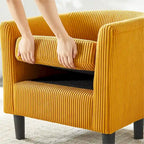 Modern Fabric Upholstered Accent Chair with Ottoman Foot Rest