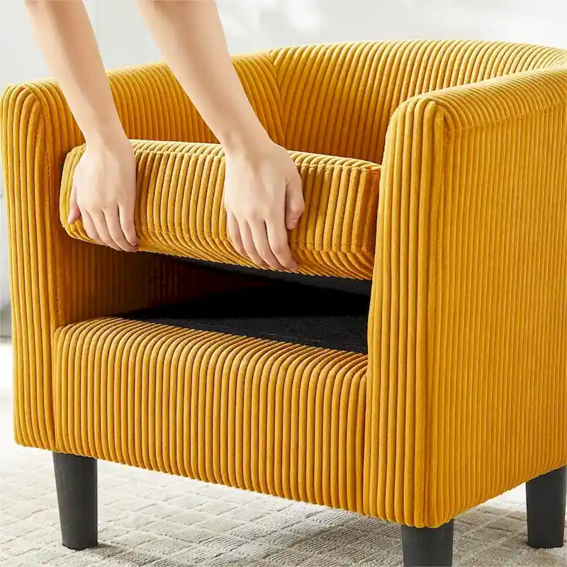 Modern Fabric Upholstered Accent Chair with Ottoman Foot Rest