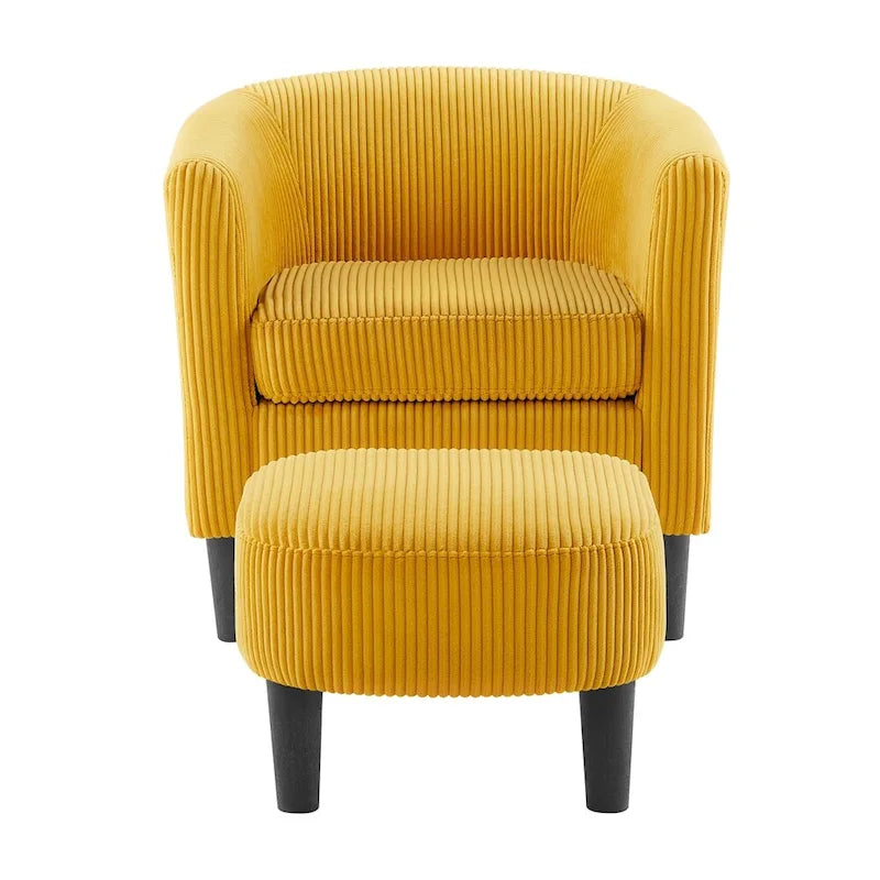 Modern Fabric Upholstered Accent Chair with Ottoman Foot Rest