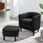 Modern Fabric Upholstered Accent Chair with Ottoman Foot Rest