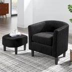 Modern Fabric Upholstered Accent Chair with Ottoman Foot Rest