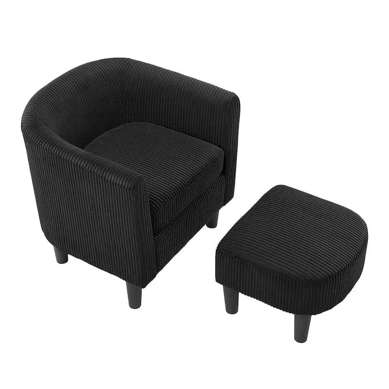 Modern Fabric Upholstered Accent Chair with Ottoman Foot Rest