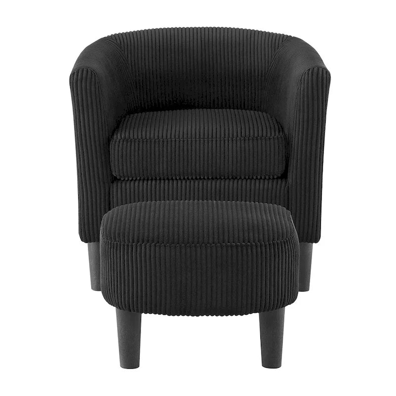 Modern Fabric Upholstered Accent Chair with Ottoman Foot Rest