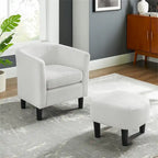 Modern Fabric Upholstered Accent Chair with Ottoman Foot Rest