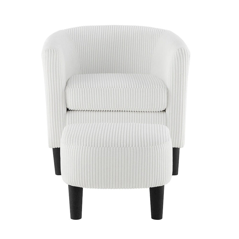 Modern Fabric Upholstered Accent Chair with Ottoman Foot Rest