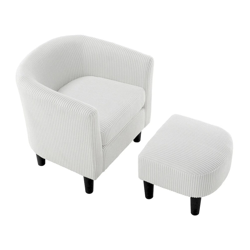 Modern Fabric Upholstered Accent Chair with Ottoman Foot Rest