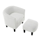 Modern Fabric Upholstered Accent Chair with Ottoman Foot Rest