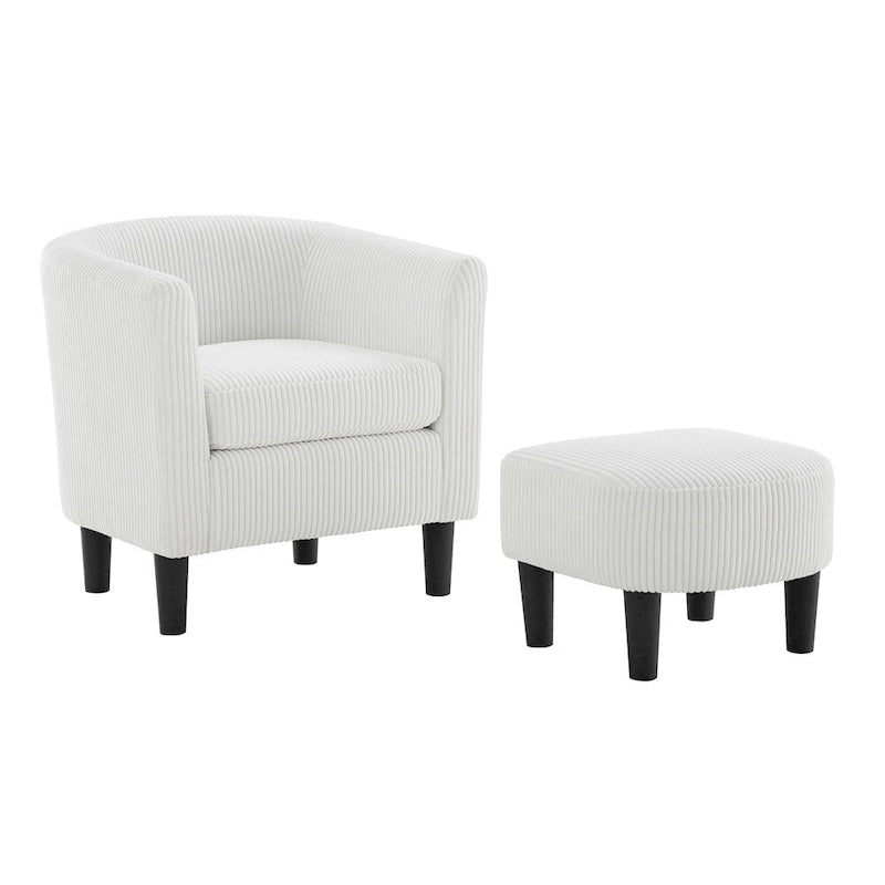 Modern Fabric Upholstered Accent Chair with Ottoman Foot Rest