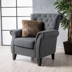 Accent Chair With Tufted Backrest With Wooden Legs
