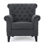 Accent Chair With Tufted Backrest With Wooden Legs
