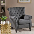 Accent Chair With Tufted Backrest With Wooden Legs