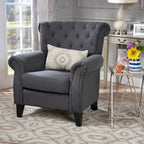 Accent Chair With Tufted Backrest With Wooden Legs