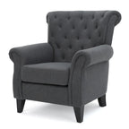 Accent Chair With Tufted Backrest With Wooden Legs