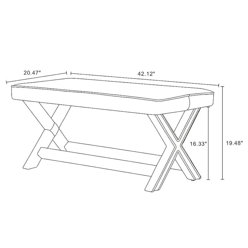Manhattan Comfort Abigail Mid-Century Modern Velvet Upholstered Bench