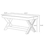 Manhattan Comfort Abigail Mid-Century Modern Velvet Upholstered Bench