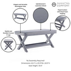 Manhattan Comfort Abigail Mid-Century Modern Velvet Upholstered Bench