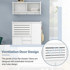 Shoe Cabinet with Wall Cabinet, Space-saving Design Foyer Cabinet with 2 Flip Drawers, Versatile Side Cabinet for Hallway, White