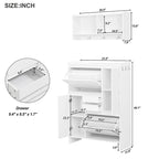 Shoe Cabinet with Wall Cabinet, Space-saving Design Foyer Cabinet with 2 Flip Drawers, Versatile Side Cabinet for Hallway, White