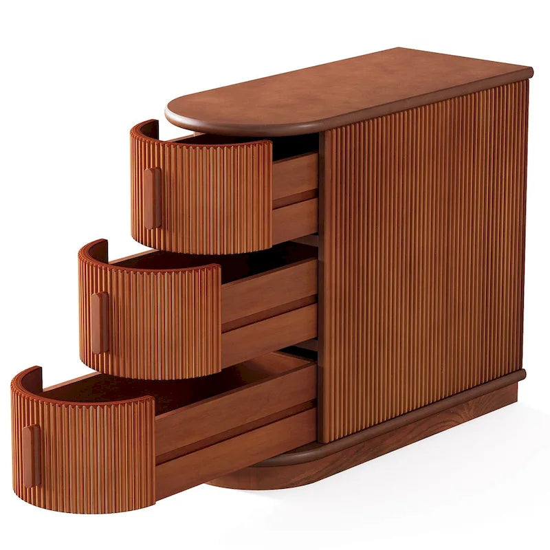 3-drawer Solid Wood ChairSide End Table for Living RoomSet of 2)