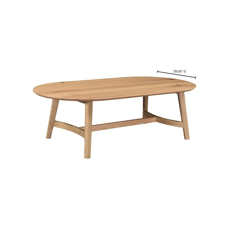 Aurelle Home Tyier Mid-Century Modern Solid Oak Coffee Table - 54 W x 17 H x 28 D