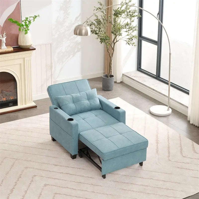 3-in-1 Pull Out Futon Convertible Chair with USB Ports