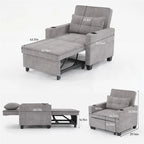 3-in-1 Pull Out Futon Convertible Chair with USB Ports