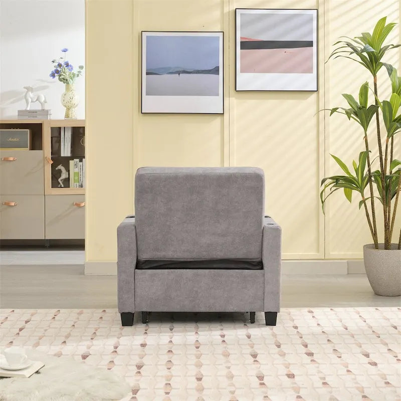 3-in-1 Pull Out Futon Convertible Chair with USB Ports