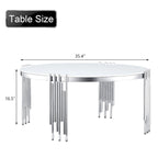 Modern 36 Round Coffee Table with Tempered Glass Top and Polished Chime-Shaped Legs