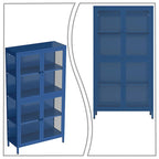 Modern Minimalist 3-Sided Tempered Glass Storage Cabinet with Four Cabinet Doors
