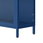 Modern Minimalist 3-Sided Tempered Glass Storage Cabinet with Four Cabinet Doors