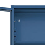 Modern Minimalist 3-Sided Tempered Glass Storage Cabinet with Four Cabinet Doors