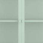 Modern Minimalist 3-Sided Tempered Glass Storage Cabinet with Four Cabinet Doors