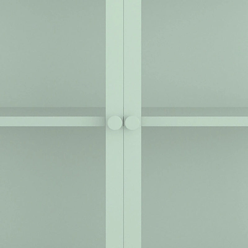 Modern Minimalist 3-Sided Tempered Glass Storage Cabinet with Four Cabinet Doors