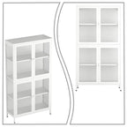 Modern Minimalist 3-Sided Tempered Glass Storage Cabinet with Four Cabinet Doors