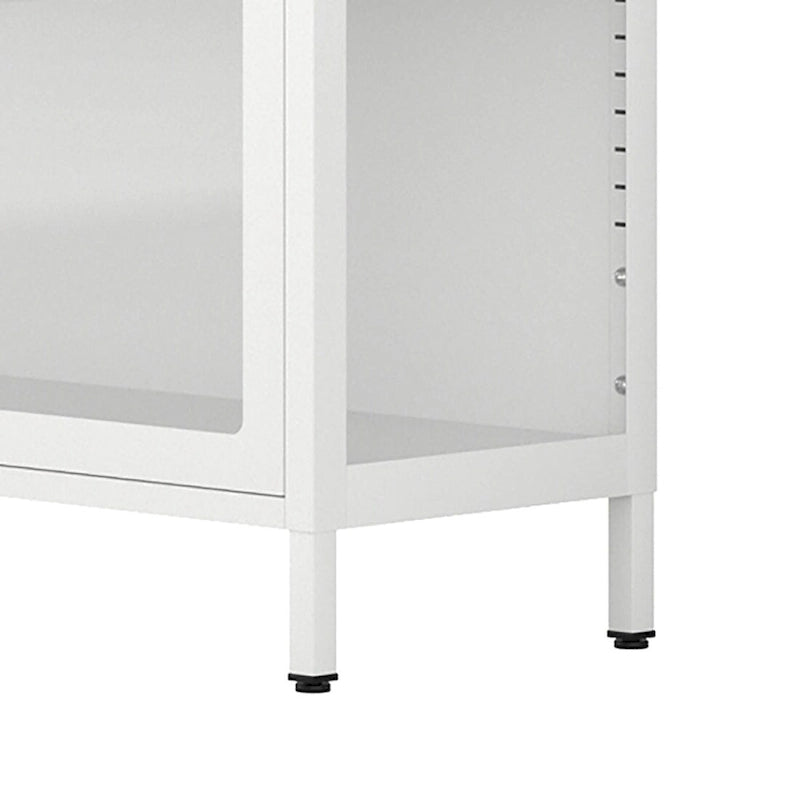 Modern Minimalist 3-Sided Tempered Glass Storage Cabinet with Four Cabinet Doors