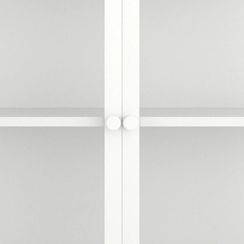 Modern Minimalist 3-Sided Tempered Glass Storage Cabinet with Four Cabinet Doors
