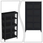 Modern Minimalist 3-Sided Tempered Glass Storage Cabinet with Four Cabinet Doors