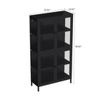 Modern Minimalist 3-Sided Tempered Glass Storage Cabinet with Four Cabinet Doors